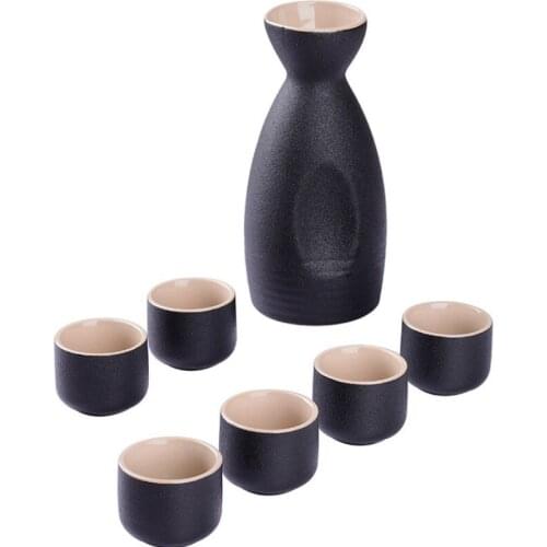 Japanese-style Zephyr Wine Set Antique Household Liquor Wine Vessel Ceramics Warm Wine Set Black Pottery Wine Bar Set
