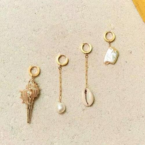 Boho fashion natural pearl earrings copper ring baroque 2019 high jewelry statement earrings for women add charm Christmas gifts