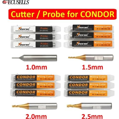 1.0mm 1.5mm 2.0mm 2.5mm Cutter Probe for Xhorse CONDOR XC MINI Plus Dolphin XP-005 Dolphin XP-007 XC002 Key Cutting Machine