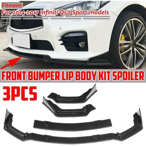 1set Q50 Black/Carbon Fiber Look Car Front Bumper Splitter Lip Diffuser Body Kit Spoiler Guard For Infiniti Q50 Sport 2014-2017