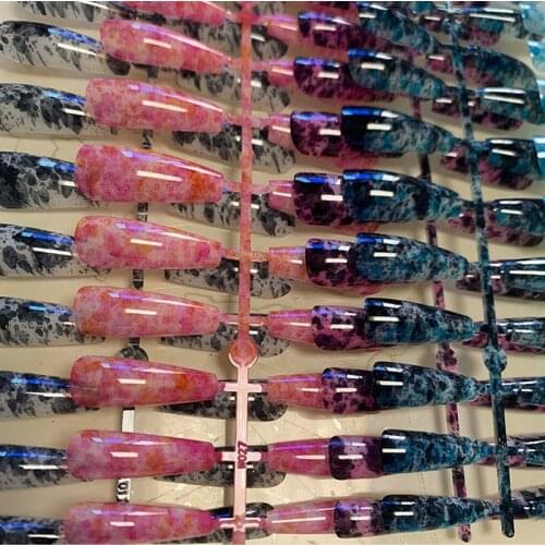 1set/24pcs Long Ballet Coffin Fake Nails Color Press On Nail Tips Removable Varnish Manicure Glue Style Ladies Decorations