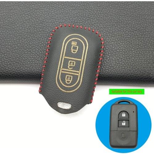 100% Leather Car Key Fob Shell Cover Case For Nissan Qashqai Micra Juke X-Trail Navara Note Tiida Pathfinder 3 Buttons Remote