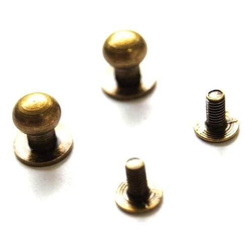 100 pcs 8mm Antique brass Button Ball Head Screwback Studs Leathercraft Decorations Findings