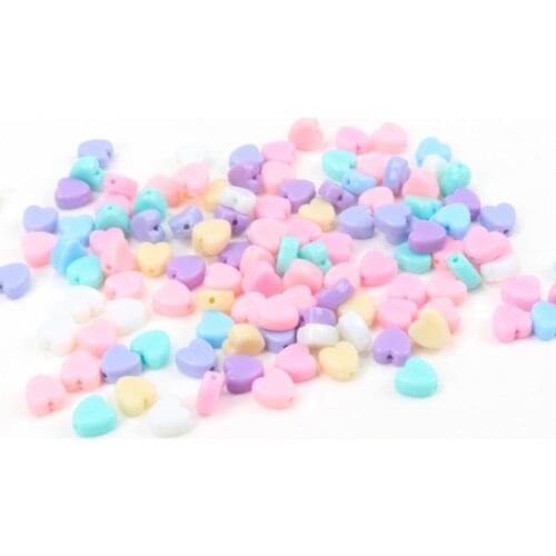 Diy 100PCs Mixed Spring color Acrylic heart spacer beads for handmake jewelry making 9x8mm YKL0211