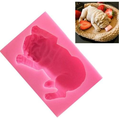 3D Stereo Dog Silicone Mousse Cake Mold DIY Sleeping Dog Ice Cream Baking Mold
