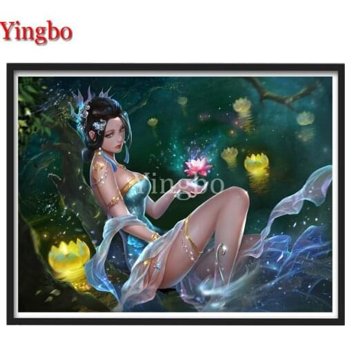 DIY Diamond Painting Classical beauty lotus lamp Cross Stitch 5D Diamond Embroidery Indian Mosaic Picture Of Rhinestones