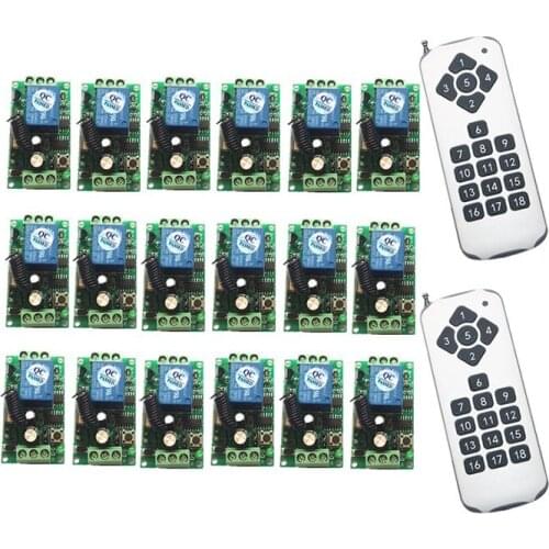 DC12V 1CH 10A Wireless Power Switch System teleswitch 18Receiver&2Transmitter Remote Controller 10A output state is adjusted