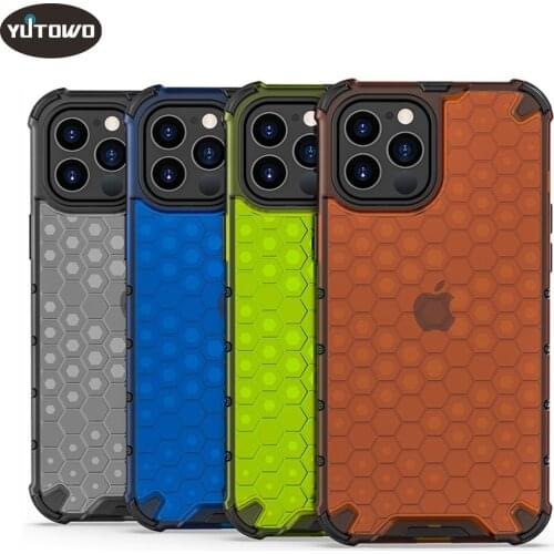 Phone Cover Honeycomb Armor For iPhone 12 11 Pro Max XR X XS Max 6 6S 7 8 Plus SE 2020 Soft Bumper Hard Clear Shockproof Case