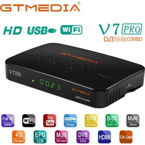 GTMEDIA V7 Pro Decoder Satellite TDT Combo DVB-S2/S2X TV Box Support H.265 10bit with WiFi Antenna USB/CA Youtube Card Reader