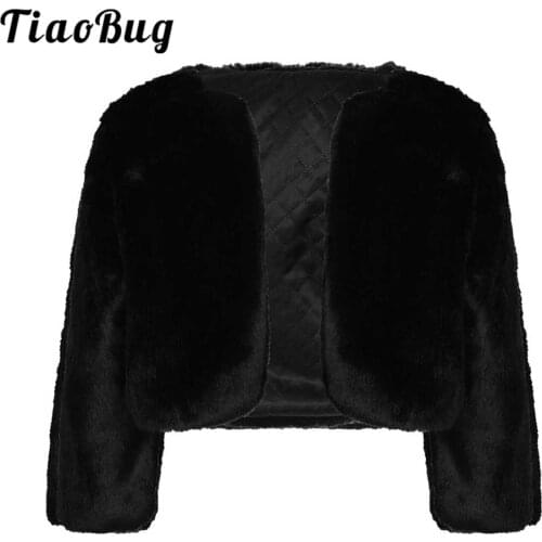 Kids Flower Girl Dresses Wrap Childrens Faux Fur Long Sleeve Coat Princess Dress Wedding Shawl Winter Warm Cropped Coat Capelet