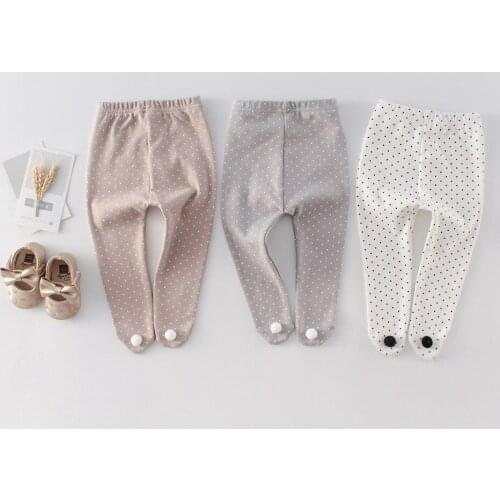 Baby Girl Full Length High Elastic Sweet Style Solid Color Small Dot Design Casual Leggings Cotton PP Leggings