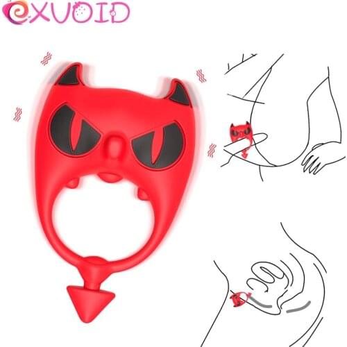EXVOID Delay Ejacualtion Vibrating Cock Ring Sex Toys for Men Erection Sex Shop Penis Ring Vibrator Silicone Clitoris Stimulate