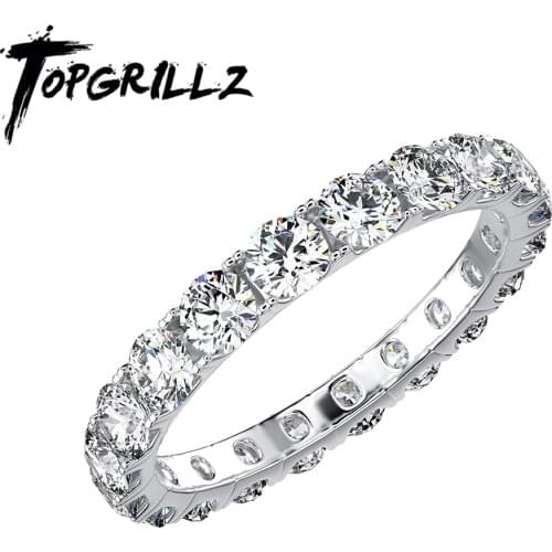 TOPGRILLZ 2021 New 3mm Moissanite Rings 2Ct D Color Round Cut VVS1 Moissanite Rings 925 Sterling Silver Wedding Rings For Women