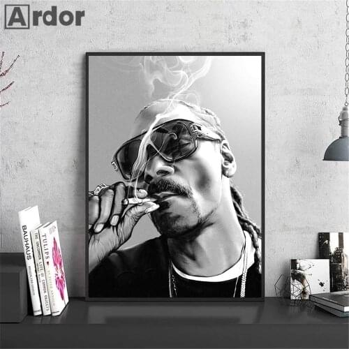 Gangster Rap Music Singer Canvas Painting Snoop Dogg Hip Hop Rapper Poster Black And White Wall Art Print Pictures Home Decor