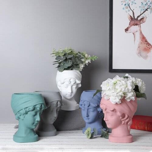 Nordic Ceramic Vases Home Decoration Accessories Head Flower Pots Office Living Room Desktop Ornaments Wedding Decorative Vase