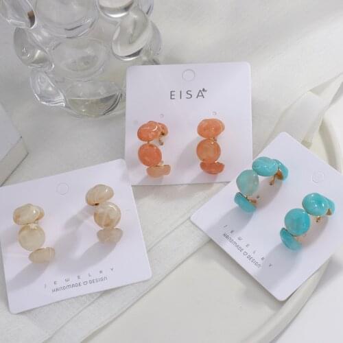 Lifefontier Colorful Acrylic Hoop Earrings for Women Girls Pink Blue Resin Copper Alloy Earrings Korean Fashion Jewelry 2021