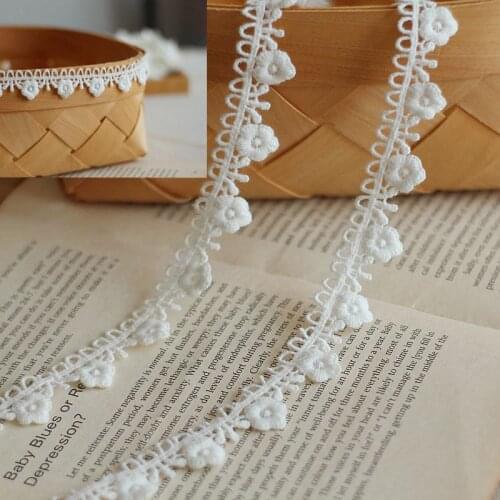 2Yards / Lot Width 2cm White Color Lace Trim cotton Embroidery Cotton Lace Ribbon DIY Lace Fabric Clothing Accessories