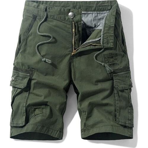 2021 New Summer England Style Casual Pockets Cargo Shorts Men Fashion Solid 100% Cotton Vintage Relaxed Fit Shorts