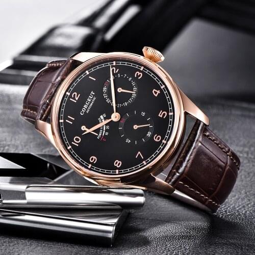 CORGEUT 2021 Top Brand Men Watches Fashion Sport Leather Watch Mens Fashion Business Waterproof Mechanical Relogio Masculino+Box