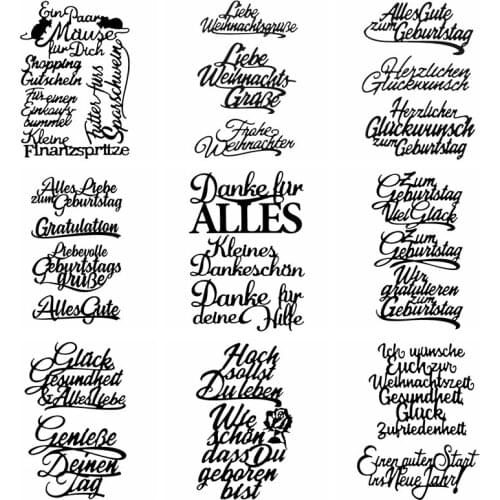 Mixed Germany Words Sentences Metal Cutting Dies DIY Card Album Photo Make Scrapbook Crafts Stencil New Supplie Die Cuts 2020