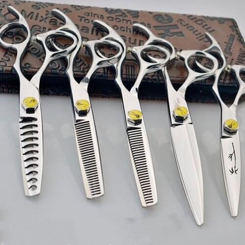6 Professional Hair Salon Structure Scissors Set Cutting Barber Haircut Thinning Shear Scissors Hairdressing Hair Tools Scissors