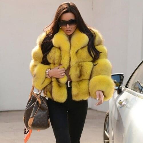 FURSARCAR 2021 New Real Fox Fur Coat Winter Fur Jacket lapel Warm Thicken Short Style Leisure Female Coat Ladies Jackets