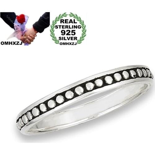 OMHXZJ Jewelry Wholesale RR1183 European Fashion Fine Woman Girl Party Birthday Wedding Gift Slim Dots 925 Sterling Silver Ring