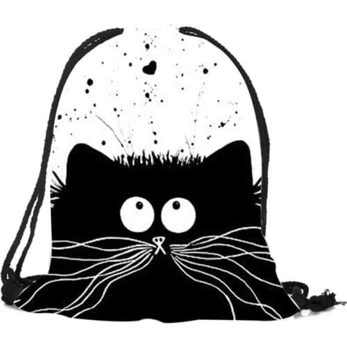 Portable Women Backpack Cute Printing Shopping Drawstring Bags Travel Daypac 20CA