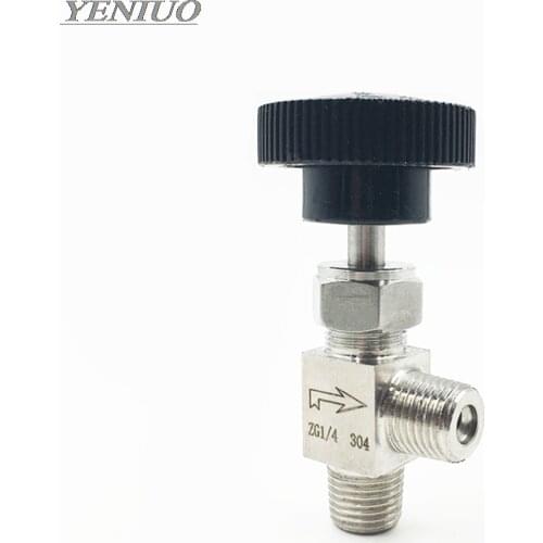 Right Angle 90 Degrees 1/4" NPT Male thread Stainless Steel 304 Flow Control Shut Off Crane Needle Valve