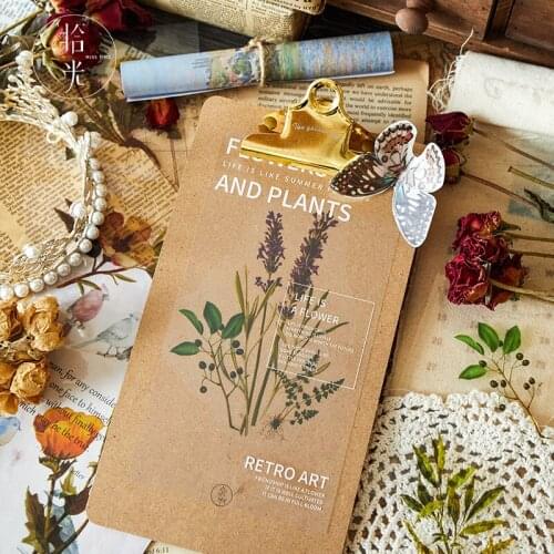 Retro Vintage Flower friends diary PET bag sticker Scrapbooking Decoration material paper 1 lot = 18 packs Wholesale