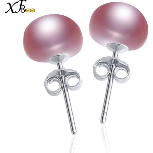 [XF800]Pearl Earrings 925-Sterling- Silver Pearl Jewelry Natural Freshwater Pearl Stud Earrings Wedding Party Gift [E25303]