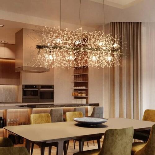 SHIJIA Modern LED Crystal Chandelier Light Hanging Lamp Dandelion Chandelier Lighting for Living Room Dining Decoration
