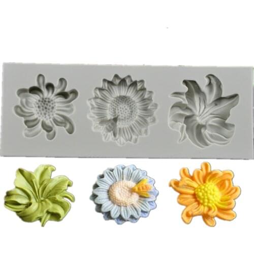 3 Styles Flower Arylic Resin Flower Silicone mold,fondant Clay molds,sugar Craft tools,chocolate mould, Molds For Cakes H522