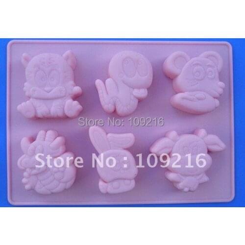 Green Good Quality 100% Food Grade Silicone Cake/Chocolate/soap Mold/Muffin Cupcake Pan Lovely-Chinese Zodiac (No.2) DIY Mold