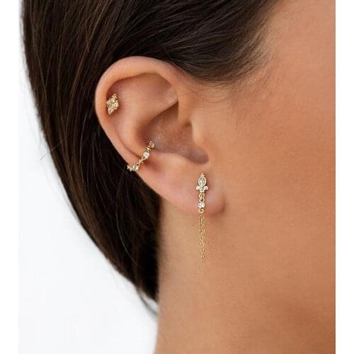 100% 925 Sterling silver tassel chain design elegance Modern women girl gift water drop Bezel cz silver jewelry chain earring