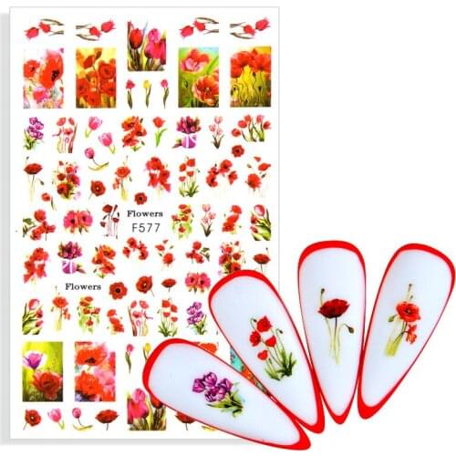 1pcs Flower Plant Adhesive 3d nail sticker foil nails art decoration cute cartoon designs nail decals manicure supplies tool