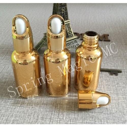 50pcs 30ml Gold Silver Basket glass dropper bottles,Empty oil bottle,Eye Essence Cosmetics Packaging Refillable Bottles