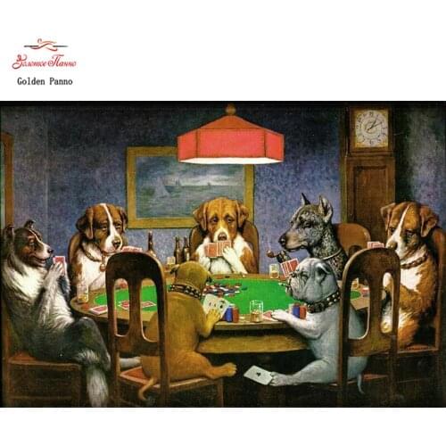 DIY full square Diamond 5D Diamond painting Playing poker dog Embroidery Cross Stitch 3D Pictures of Rhinestone mosaic 12