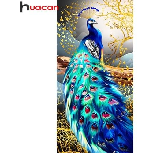 Huacan 5d Diy Diamond Painting Mosaic Peacock Home Decor Diamond Embroidery Cross Stitch Animal Wall Stickers