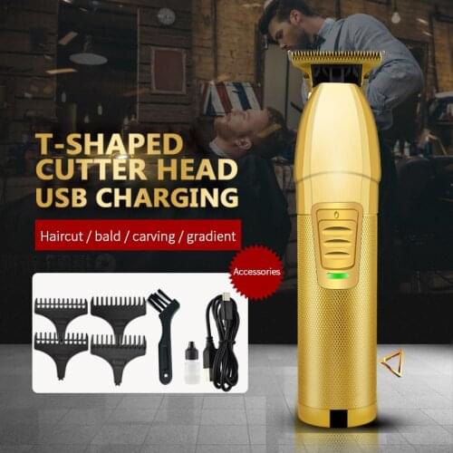 Portable Metal Electric Professional T-type External Cordless Trimmer Wireless Hair Clipper Set Beards Hairs Trimming Tools