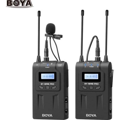 BOYA BY-WM8 Pro-K1 UHF Wireless Microphone (Transmitter+Receiver) 48 Channels Mono LCD Display 100M Range for Canon Nikon Sony