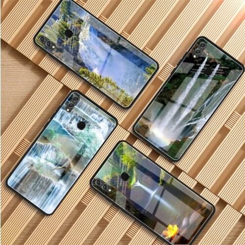 Waterfall Natural scenery design Tempered Glass Phone Case For Huawei P20 P30 P40 P40 Lite Pro Psmart Mate 20 30 Cover Shell
