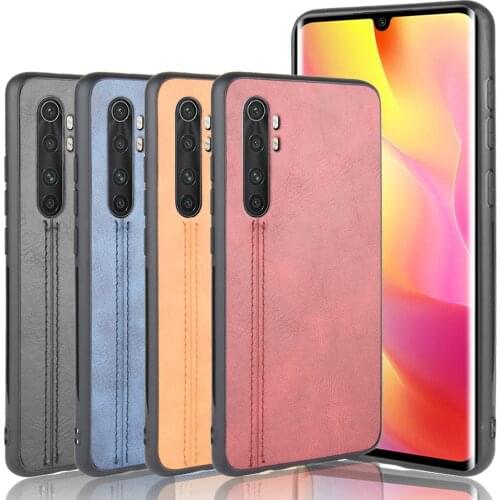 For Xiaomi Mi Note 10 Lite Case Lightweight Calfskin PU Leather lines Soft Edge Phone Case For Xiaomi Mi Note10 Lite Back Cover
