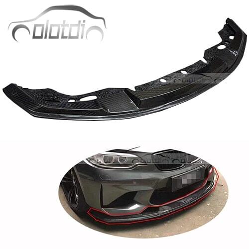 Black MTC Style car kits Carbon Front Splitter lip Front Bumper Splitters for BMW F87 M2 OLOTDI