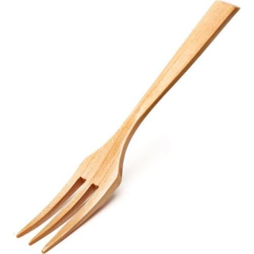4Pcs/lot wood fork Kitchen tools coffee milk salad forks new year gifts home decor