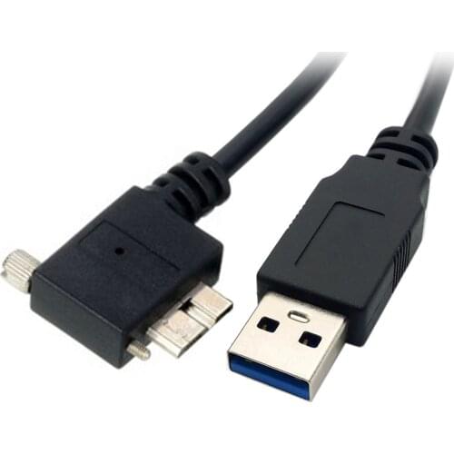 90 Degree angle 1.2M Micro USB 3.0 Cable with Screw Mount to USB3.0 Data Cable for for Nikon D800 D800E Industrial Camera