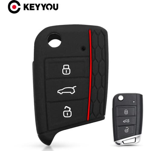 KEEYOU Silicone Car Key Case 3 Button For VW Gollf 7 MK7 For Skoda Octavia A7 For VW Seat Car Key For Golf Mk7 Car Key Fob Cover