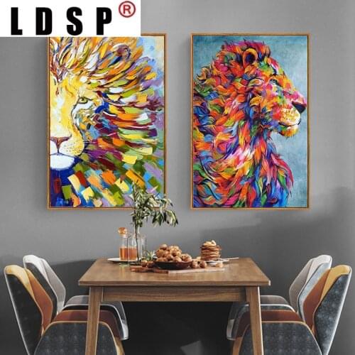 LDSP Abstract Colorful Lion Canvas Paintings Posters and Prints African Animals Pictures Wall Art Living Bedroom Home Decoration