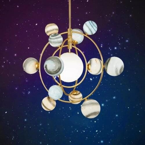 Novel planet chandelier Boy Kids Light Golden Ring bubble light for Kitchen Bedroom Bedside Home Decor kids chandelier