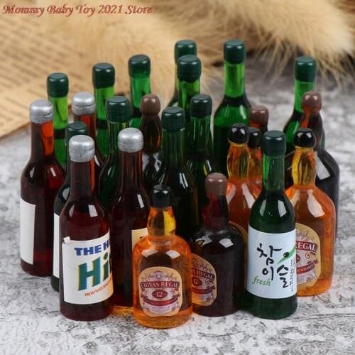 8pcs Mini Wine Bottles Model Dollhouse Miniature 1:12 for Doll House Decoration